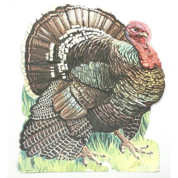 3x VTG EUREKA Paper THANKSGIVING Window Wall Decorations Turkey Pilgrim Indian - Picture 4 of 7